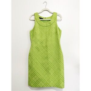Jones New York Geo Textured Mini Shift Sheath Dress Lime Green Women's Size 12